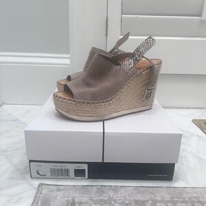 Dolce Vita Shan Espadrille Wedge Sandals Sage Suede Snakeskin Slingback Size 6